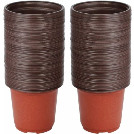 VURAHOME - Pot de Fleur Petit, 100PCS Plastique Réutilisables Pot semis/Godets Semis,Ronds Pots Plantes /Pot de Repiquage/ Pot de Culture pour la Plantation Intérieure et Extérieure,10cm (1/3)