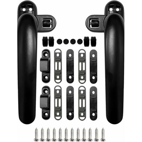 VURAHOME - 2 Pcs Poignée de Fenêtre en Alliage D'aluminium, Poignées de Fenêtre, Tige en Métal, Couvercle en Métal, Poignée En Aluminium Massif, Peinture Miroir, Couleur noir(5,3cm×13cm) (1/5)