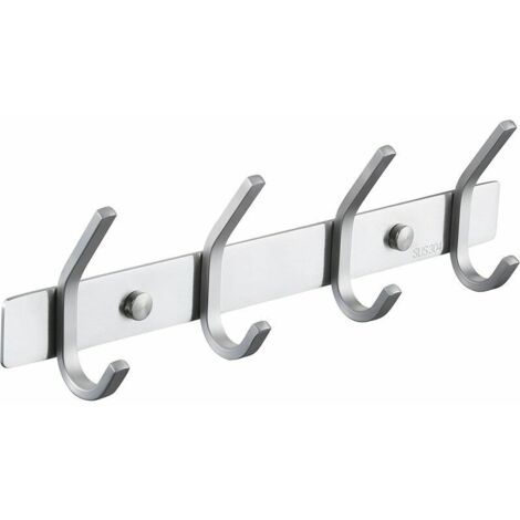 VURAHOME - Porte Manteau Salle de Bain Porte Manteau Metal Mural 4 Crochets Patère Murale Salle de Bain Acier Inoxydable SUS304 Finition Brossée (1/5)