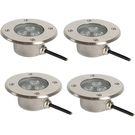 4pcs Spot Encastrable LED Exterieur Terrasse Très Mince 3W Spot LED Encastrable Exterieur IP68 Étanche Corps en Acier Inoxydable Utilisé