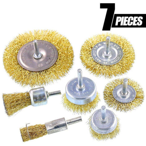 VURAHOME - 7 Brosses Métalique Perceuse - Brosse Métallique Ensemble De Forage, Roue et Coupelle en Laiton pour Brosse Métallique et Brosse, Parfaits pour Éliminer la Rouille/Corrosion/Peinture, (1/5)