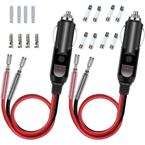VURAHOME - 2pcs prise allume-cigare de voiture, câble allume-cigare de voiture 12V, adaptateur de prise allume-cigare mâle avec 15CM 16AWG pour voiture, SUV (1/5)