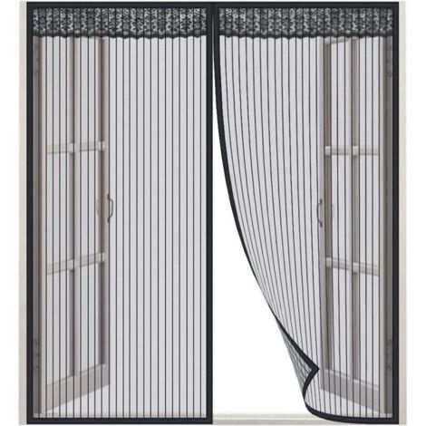 VURAHOME - 1pcs Moustiquaire Fenêtre Magnétique Moustiquaire Porte Fenetre Rideau Moustiquaire Aimantée Fenetre, Fermeture Automatique et Détachables, Punaises et Autocollant Inclus (130x210CM, Noir) (1/4)