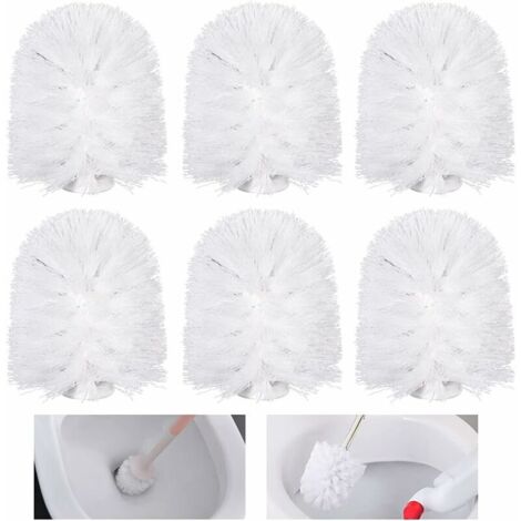 VURAHOME - Lot de 6 têtes de Brosse de Toilette de Rechange, faciles à Visser, universelles, tête de Brosse de Toilette, tête de Brosse de Toilette Blanche avec Poils rigides durables pour Accessoires (1/5)