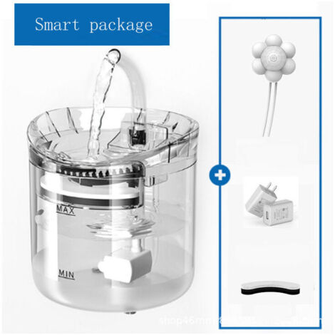VURAHOME - Fontaine d'eau intelligente pour chat 2L avec robinet Distributeur d'eau pour chien Abreuvoir transparent Filtres à boire pour animaux de compagnie Chargeur Capteur de mouvement A-02Avec ca (1/5)