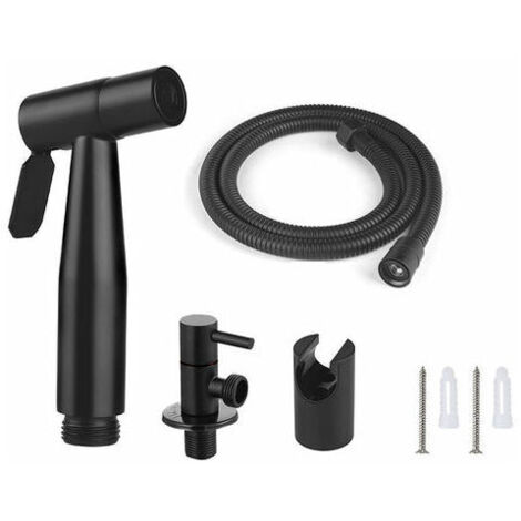 VURAHOME - Kit Douchette WC , Tuyau de 1,5 m et Support, Adaptateurs de G1/2 noir (1/5)