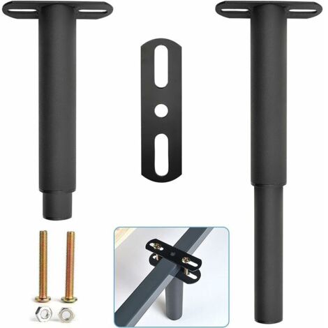 Pieds de lit réglables en métal noir – Hauteur ajustable de 17,8 cm à 33 cm – Lot de 2 pièces – Installation rapide et silencieuse (1/5)