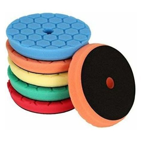 VURAHOME - Éponge de Polissage, Set de Polissage, SPTA 5 Pièces 150mm Hex Logic Polissage Pad Éponge polir Kit pour Voiture Ponçage Polissage pour 125mm RO/DA Polissage pour Polisseuse Machine à polir