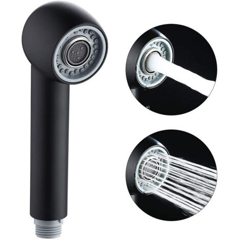 VURAHOME - Douchette Robinet Cuisine 2 Jets Tête de Douche Remplacement Douchette pour Mitigeur Cuisine, Noir (1/5)