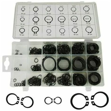VURAHOME - 300 pièces Assortiment de 18 tailles de circlips pour circlips pour circlips pour circlips pour circlips avec boîte noire (3mm-22mm) (1/5)