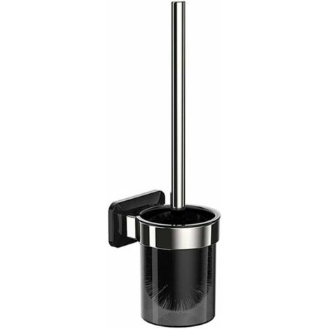 VURAHOME - Brosse WC Brosse Toilettes WC Balai WC avec Support Mural Brosse WC Auto-Adhésif Acier Inoxydable Finition Polie Support Inoxydable Noir (1/5)