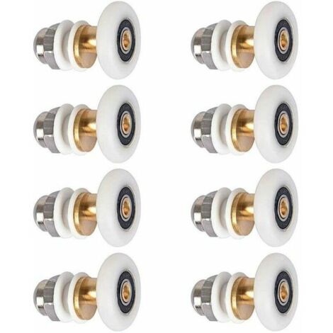 VURAHOME - Roulette Porte Douche, Roulettes de Porte Coulissante Cabine de Douche Porte Poulies Roue de Rechange pour Rouleau avec Diamètre de Roues 27mm, 8 Pièces (1/5)