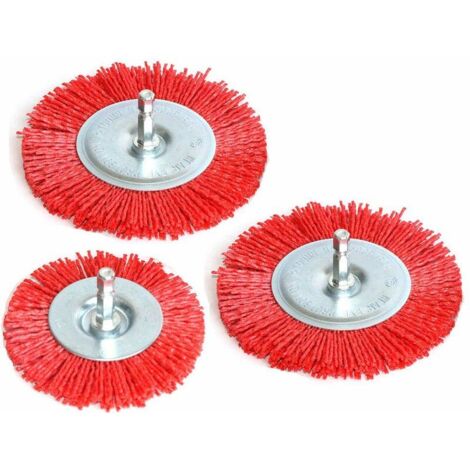 VURAHOME - Lot de 3 brosses à fil abrasif en nylon assorties 7,6 cm \\/4 pour perceuse avec tige de 1 \\/4 (1/4)