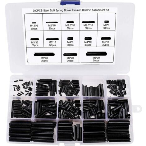 VURAHOME - 390 Pièces Goupille élastique en Acier au Manganèse Assortiment Kit M1.5 M2 M2.5 M3 M4 M5 M6 avec la Boîte (1/5)