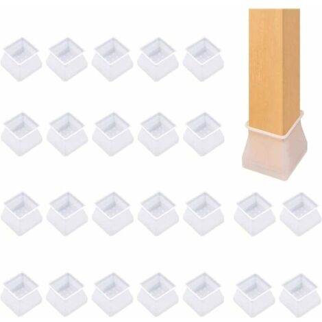 VURAHOME - 24 PCS Pied de Chaise Silicone Embout de Chaise Protection Pied Cache Pied de Table carré Prévenir Les Rayures Le Bruit et Les dommages durables et Doux Carré Protege Pied de Chaise (1/5)