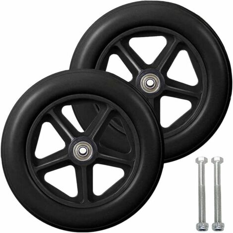 VURAHOME - Roulette Avant De 8 Pouces, 2pcs Roues De Remplacement pour Fauteuil Roulan, Pneu Solide Antidérapant, 190mm Gris en Noir, Roues pour Fauteuils Roulants, Déambulateurs, Marcheurs(Noir)