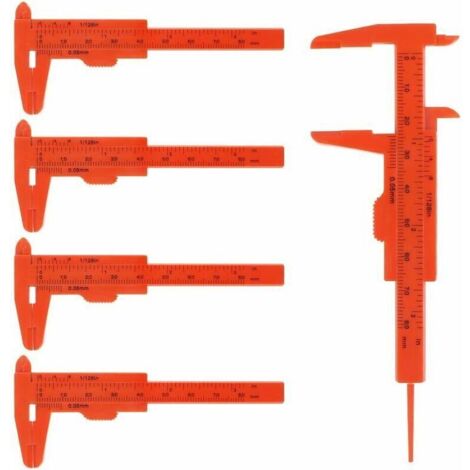 VURAHOME - Pieds à coulisse en plastique, 5 petits pieds à coulisse, adaptés pour mesurer les boutons de bijoux en jade, les pieds à coulisse acceptent les pieds à coulisse métriques et impériaux (Ora (1/5)