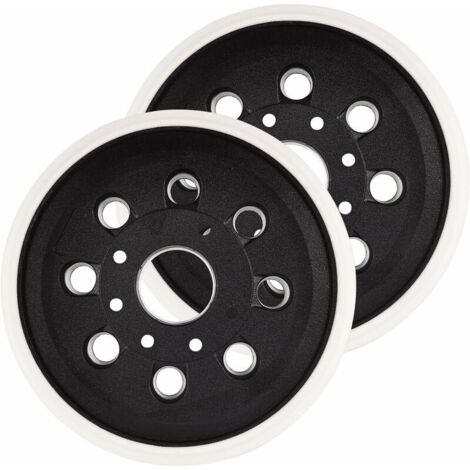 Lot de 2 patins de ponçage 125mm – 8 trous pour aspiration – Caoutchouc haute densité – Pour bois, peinture et plâtre - GEX 125-1 (1/5)