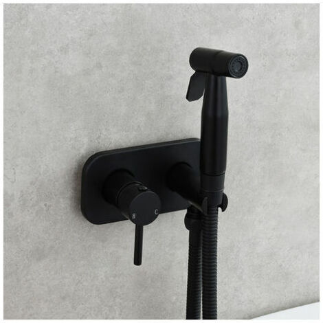 VURAHOME - Kit Douchette WC,Toilette Bidet Spray, Bidet Pulvérisateur de Douche Kit en Laiton Kit Mitigeur Douchette à Main Mural noir (1/5)