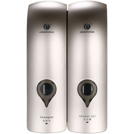 VURAHOME - 300ml 2 Distributeur de savon manuel à double tête mural Gel douche Distributeur de shampoing liquide Support pour salle de bain à la maison d'htel - Champagne Gold (1/5)
