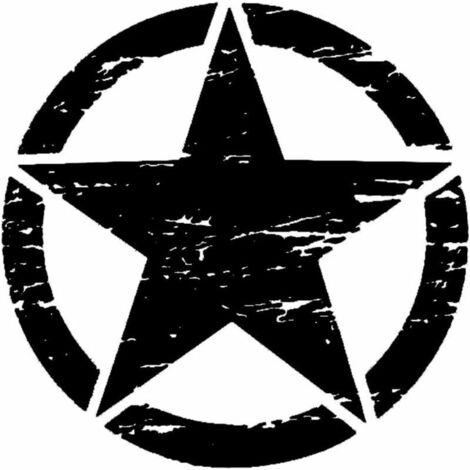VURAHOME - 50 cm Gros Autocollants sur Les Voitures armée étoile en détresse décalcomanie pour Jeep Autocollant Grand Vinyle Capot Militaire Corps Graphique Convient à la Plupart des véhicules-Noir,