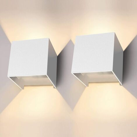 VURAHOME - 2 12W Appliques Murales Interieures Réglable,3000K Exterieur Carré,Étanche IP65 Lampe Murale LED Blanc pour Chambre,escaliers,Couloir,Salle de Bain [Classe énergétique A++] (1/5)