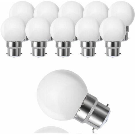 VURAHOME - Lot de 10 Globes LED B22 G45, Blanc Chaud 3500K, 3W G45, 180lm, Boîtier en Polycarbonate Mat, Non Dimmable [Classe énergétique G] (1/5)