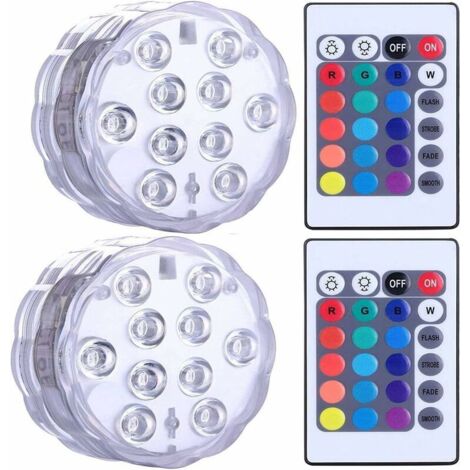 Lampes LED submersibles étanches pour jacuzzi, spa, bassin, lumières LED sous-marines avec 2 télécommandes pour bases de vase, aquariums, fêtes, Halloween et décorations de la maison