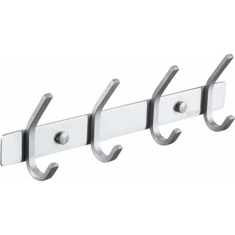 VURAHOME - Porte Manteau Salle de Bain Porte Manteau Metal Mural 4 Crochets Patère Murale Salle de Bain Acier Inoxydable SUS304 Finition Brossée, AH203H4-2