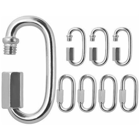 VURAHOME - Mousqueton Inox À Vis M6 (Lot De 8) Camping Maillon de Chaine Ovale en Forme de D IntérieurMaillon Rapide 5.9 cm Mousqueton Vis pour Usage Extérieur Accessoires de Randonnée (1/5)