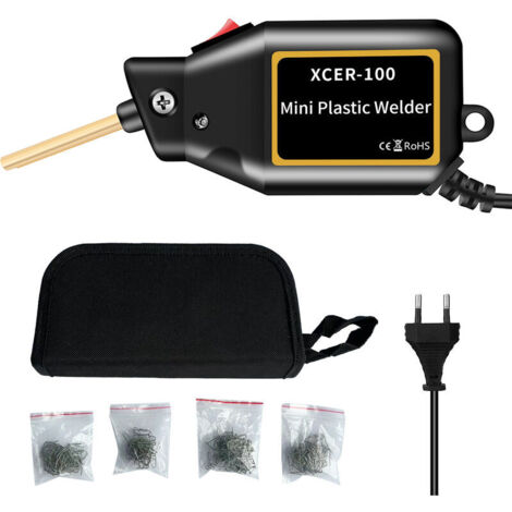 VURAHOME - Mini agrafeuse à chaud portable 100 W, kit de réparation de pare-chocs de voiture pour machine à souder en plastique, kit de soudure en plastique pour pare-chocs de voiture plat/coin extéri