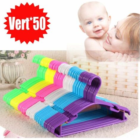VURAHOME - Lot de 50 cintres pour bébé VERT en plastique sur crochet 27x15 cm (1/5)