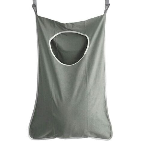 Sac à linge sale grande capacité panier à linge sac de rangement suspendu avec crochets gratuits pour dortoirs salle de bain et placard (gris) (1/5)