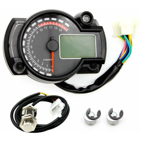 Tachymètre électronique LCD moto – Compteur numérique universel – Précision de lecture – Design noir élégant – Capteur de vitesse inclus