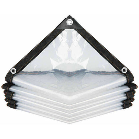 VURAHOME - Bâche Transparente Imperméable avec Oeillets, à l'eau en PE Multi-Usage Anti-Pluie Résistante Aux Déchirures Toile de bâche Ultra légère (Color : Clear, Size : 200x200cm) (1/5)