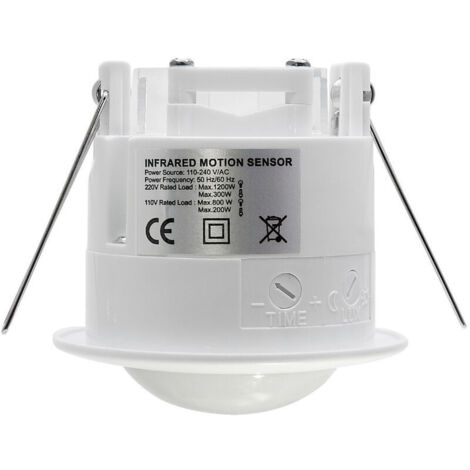 VURAHOME - 1x Infrarouge Détecteur de Mouvement Encastré Montage au Plafond Intérieur Contrôle des Feux Zone de Travail à 360° Portée de 6m Capteur de Lumière Intégré Blanc (1/5)