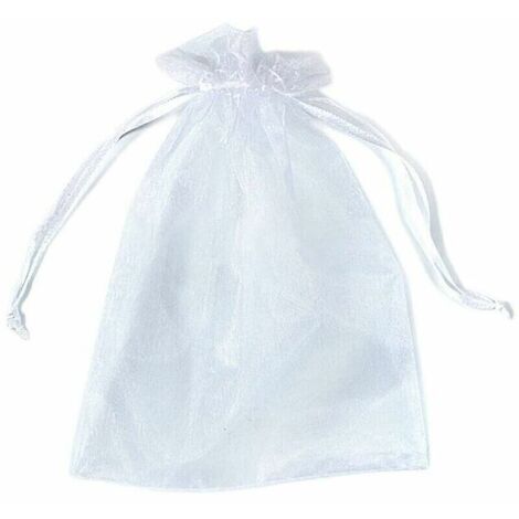 VURAHOME - 100 Pcs Petits Sacs En Filet Avec Cordon, Sacs-Cadeaux En Organza Avec Cordon De Serrage Pour La Fête De Faveur De Mariage De Noël - Blanc 7x9cm (1/3)