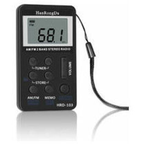 VURAHOME - Radio FM de Poche Mini LCD stéréo DSP Radio avec écouteurs 60-108 MHz pour conférence, répétition, Examen, Sport, Guide Touristique (Noir) (1/5)