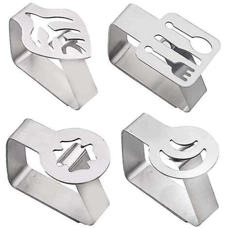VURAHOME - 4 Pcs Pinces de nappe, Support de nappe en acier inoxydable, Pince de nappe de 4 formes pour restaurant (1/5)