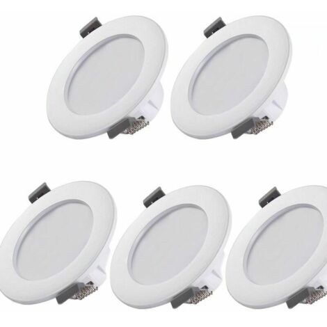 VURAHOME - Perle rare 5 spots LED pour salle de bain, IP44 Diamètre du visage taille 100mmTaille du trou 75-95mm blanc, plafonnier encastré, panneau LED 6W, lumière chaude 3000K (1/5)