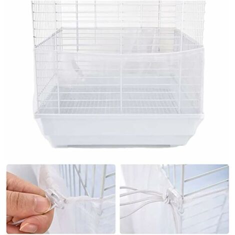 VURAHOME - Couverture de Cage à Oiseaux, Nylon en Filet de Protection pour Cage Oiseaux Lavable, Housses Anti Graine pour Cages à Oiseaux, Ventilé est Antipoussière - Blanc (1/5)