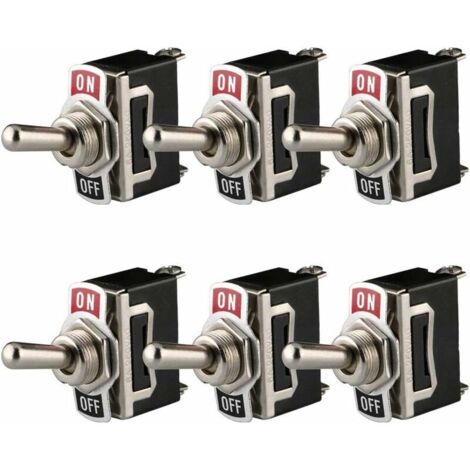 VURAHOME - Interrupteur à Bascule 12V-24V-48V-110V/10A, 220V-230V/6A, SPST Métal Interrupteur à Levier, on/Off 2 Positions 2 Broches, pour Voiture Tableau de Bord Lumière (Pack de 6, Noir) (1/5)