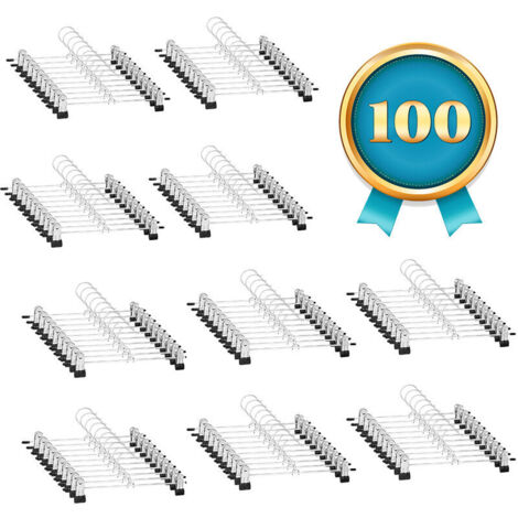 VURAHOME - Lot de 100 Cintres Métal Antidérapant avec Pince Porte Manteaux Robe Jupe Pantalon Penderie Armoire (1/5)