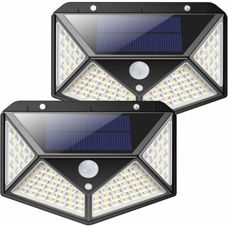 VURAHOME - Lampe Solaire Extérieur 100 led, 2 Pack éclairage Solaire Extérieur Détecteur de Mouvement éclairage 270° étanche, Spot Solaire Extérieur Lumière Lampe Puissante sans Fil pour Jardin (1/5)