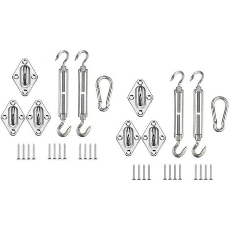 VURAHOME - 2 Set Kit de Fixation pour Voile D'ombrage, Acier Inoxydable Soleil Voile D'ombrage Kit de Fixation pour Triangle, du Soleil Voile D'ombrage Accessoires de Fixation (Ensemble de triangles M (1/4)