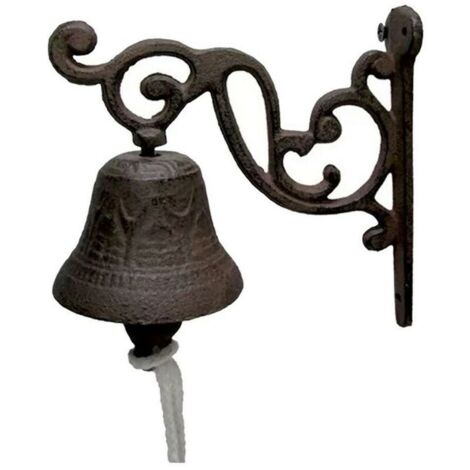 VURAHOME - Cloche de dîner d'extérieur rustique Vintage en fonte, grande cloche de porte murale en métal pour ferme maison extérieure (1/5)