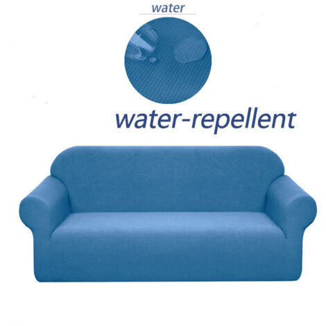 VURAHOME - Housse de canapé stretch, imperméable et résistante aux éraflures pour canapé Motif élégant Avec rouleaux de mousse antidérapante (canapé 1 place,bleu poussière)-90-140cm (1/5)