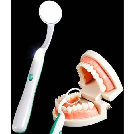 VURAHOME - Miroir Dentaire avec Lumière Miroir Dentaire Miroir Buccal Miroir d'Inspection Miroir Buccal pour Soins Dentaires, Vert (1/5)