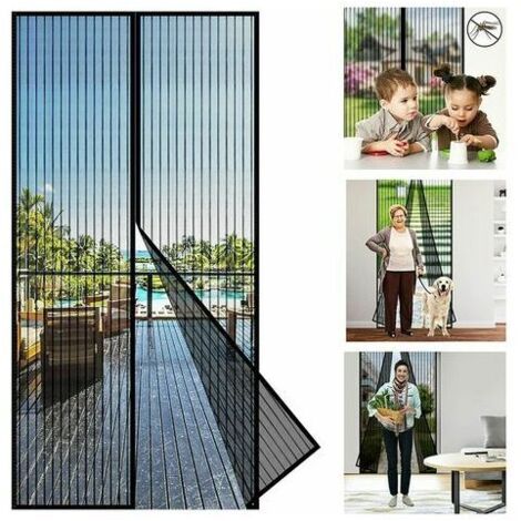 VURAHOME - Rideaux Anti Mouche Se Ferme Moustiquaire Porte Magnetique 210X90Cm Automatiquement Rideau Moustiquaire Pour Moustiquaire Porte Aimantee Pour Patio Cuisine Balcon (1/5)