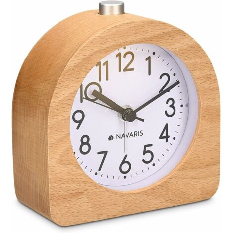 VURAHOME - Réveil analogique en Bois - Horloge à Aiguilles Classique avec Fonctions Heure Alarme Snooze lumière - Bois Clair, (1/5)